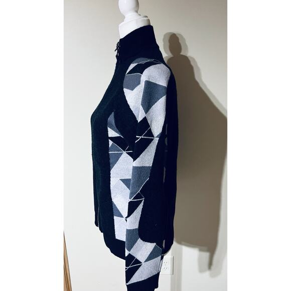 SWEATY BETTY Merino Wool Blend Knit Zip Up Sweater Cardigan M Black Gray - Picture 6 of 10